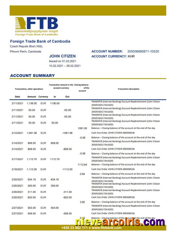 Cambodia Foreign Trade Bank of Cambodia excel